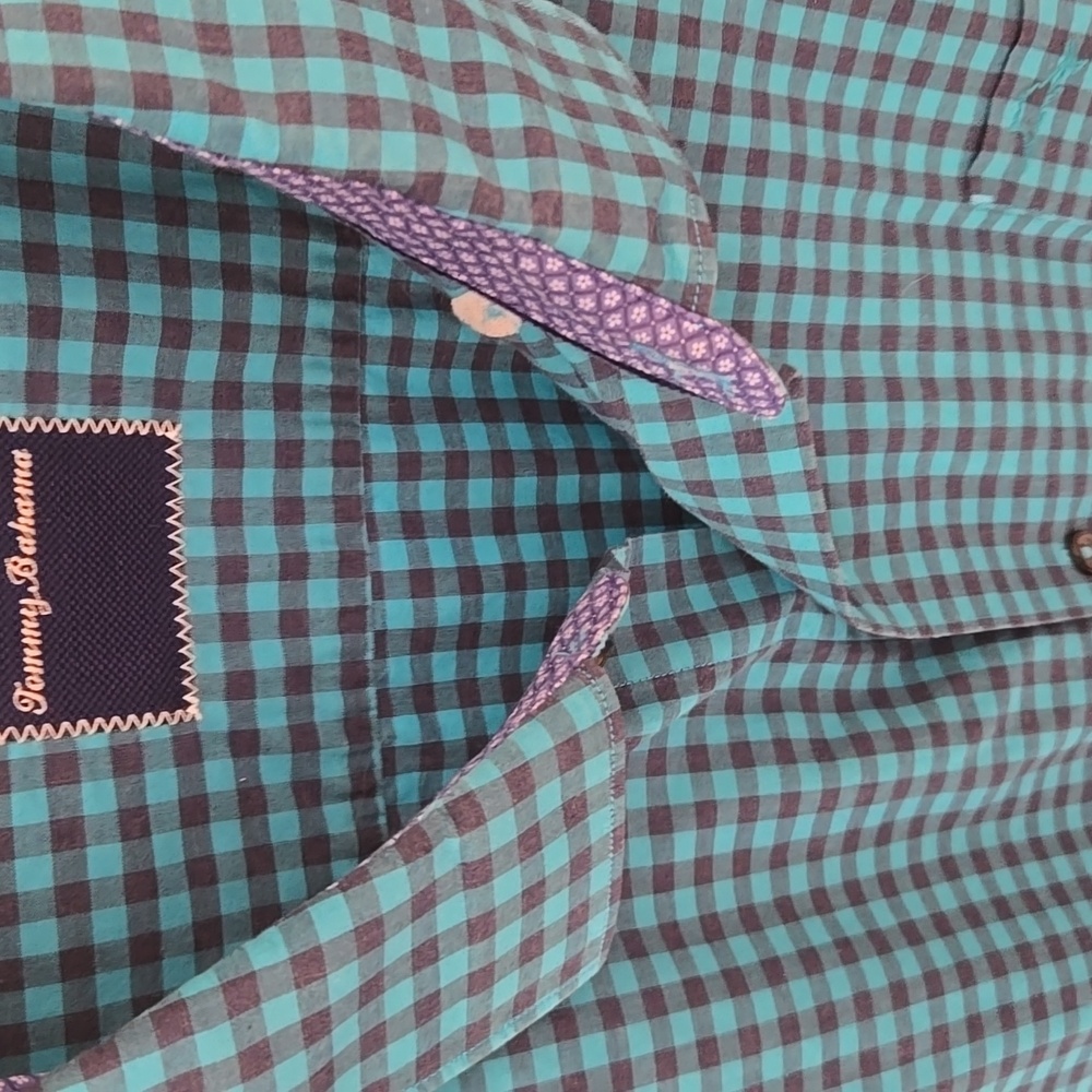 Tommy Bahama Blue Checkered Long Sleeve Shirt - Picture 7 of 11